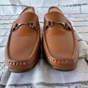 Light Use Bruno Marc Men's Classic Metallic Horsebit Slip  On Loafers Tan Size 8